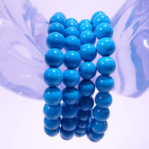 Anthropologie Women's Bright Blue Glass Bead Stackable Bracelet Set NWOT 138 - Picture 7 of 9